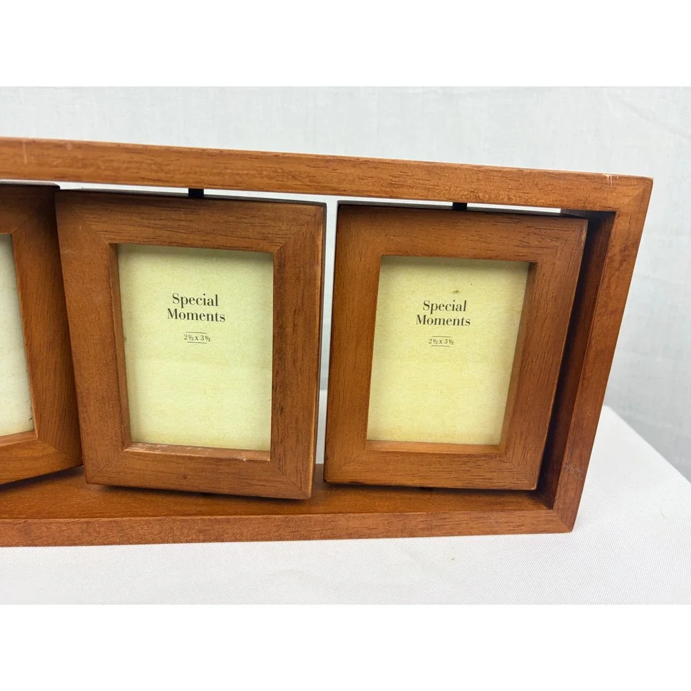 Special Moments Wood Rotating Triple Picture Frame Brown 3 Photo Swivel Display